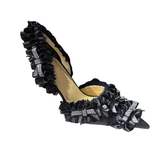 Diamante Ruffled High Heel Sandals
